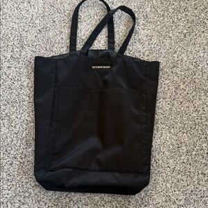 Victoria's Secret Black Canvas Messenger Tote with Front Pocket